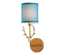 GGYTMQL Antlers Fabric Shades Indoor Wall lamp, The European Style Simple Creative Wall Mount Light. Bedroom e27 Personalized Decorative Wall Sconce Fixture. for Cafe Bathroom Hallway