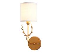 GGYTMQL Antlers Fabric Shades Indoor Wall lamp, The European Style Simple Creative Wall Mount Light. Bedroom e27 Personalized Decorative Wall Sconce Fixture. for Cafe Bathroom Hallway