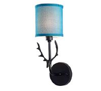 GGYTMQL Antlers Fabric Shades Indoor Wall lamp, The European Style Simple Creative Wall Mount Light. Bedroom e27 Personalized Decorative Wall Sconce Fixture. for Cafe Bathroom Hallway