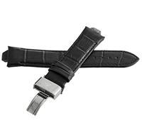 GGYTMQL Aqua Master 10mm Widens to 23mm Black Leather Watch Band Strap With Stainless Steel Deployment Clasp