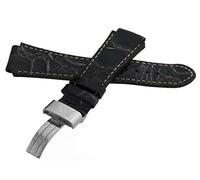 GGYTMQL Aqua Master 20mm Widens to 26mm Black Leather Watch Band Strap With Stainless Steel Deployment Clasp