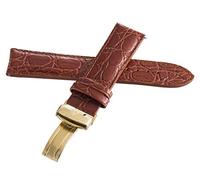 GGYTMQL Aqua Master Men's 22mm Brown Alligator Leather Gold Buckle Watch Band Strap