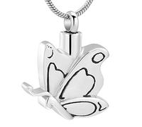 GGYTMQL Ashes Necklace for Women Butterfly Cremation Jewelry Stainless Steel Souvenir Pendant Memorial Urn Necklace Urn Pet
