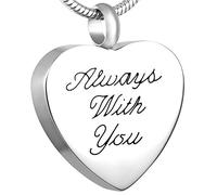 GGYTMQL Ashes Necklace Stainless Steel Commemorative Ashes Pendant Will Always Be in My Heart to Commemorate The Ashes Cremation Jewelry