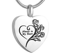 GGYTMQL Ashes Necklace Stainless Steel Commemorative Ashes Pendant Will Always Be in My Heart to Commemorate The Ashes Cremation Jewelry