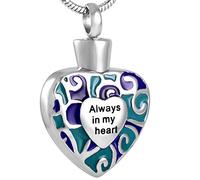 GGYTMQL Ashes Necklace Stainless Steel Commemorative Ashes Pendant Will Always Be in My Heart to Commemorate The Ashes Cremation Jewelry