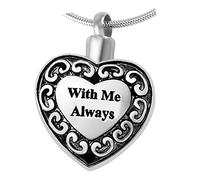 GGYTMQL Ashes Necklace Stainless Steel Commemorative Ashes Pendant Will Always Be in My Heart to Commemorate The Ashes Cremation Jewelry