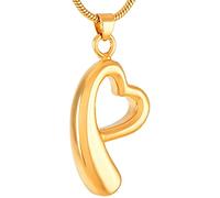 GGYTMQL Ashes Necklace Stainless Steel Commemorative Ashes Souvenir Cremation Jewelry Pet (Dog Cat) Unisex Cremation Urn Pendant-Gold