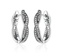 GGYTMQL Authentic 925 Sterling Silver Twist Of Fate Stud Earrings Clear For Women Wedding Trendy Jewelry
