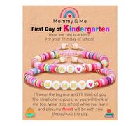 GGYTMQL Back to School Outfits First Day of School Bracelet Back to School Gifts Adjustable Mommy and Me Bracelets Cute Clay Bracelets for Mother Daughter