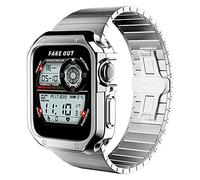 GGYTMQL Band Case Compatible for Watch 44mm 42mm 40 mm 38mm Rugged Bumper TPU Case Military Strap Protective Cover for i-watch series SE 7 6 5 4 3 2 1 Stainless Steel Bracelet