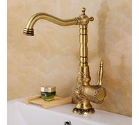 GGYTMQL Basin faucets Antique Brass Bathroom Faucet grifo lavabo tap Rotate Single Handle hot and Cold Water Mixer taps Crane