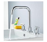 GGYTMQL Basin Faucets Gold Sink Mixer North American Style Bathroom Sink Faucet Widespread 3 Hole Bathroom Basin Mixer(Gold)
