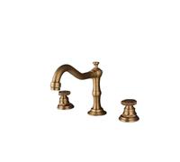 GGYTMQL Bathroom Brush Gold Lavatory Widespread Faucet hot and Cold Three Holes Sink Mixer 8 Inch Sink Faucet Black Nickel(Brush Gold)