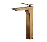 GGYTMQL Bathroom Brush Gold Lavatory Widespread Faucet hot and Cold Three Holes Sink Mixer 8 Inch Sink Faucet Black Nickel(Brush Gold)