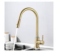 GGYTMQL Bathroom Brush Gold Lavatory Widespread Faucet hot and Cold Three Holes Sink Mixer 8 Inch Sink Faucet Black Nickel(Brush Gold)