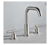 GGYTMQL Bathroom Brush Gold Lavatory Widespread Faucet hot and Cold Three Holes Sink Mixer 8 Inch Sink Faucet Black Nickel(Brush Gold)
