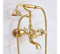 GGYTMQL Bathtub Faucets Luxury Gold Brass Bathroom Faucet Mixer Tap Wall Mounted Hand Held Shower Head Kit Shower Faucet Sets,Golden a