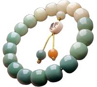 GGYTMQL Bead,Buddhist Rosary, Tibetan Buddhist Prayer Beads Green Bodhi Root Single Circle Bracelets, Buddha Beads, Can Bring Good Luck, Wealth and Health, Suitable for Men and Women
