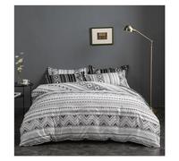 GGYTMQL Bed, 3 Piece Black and White Striped Comforter Set Bedding Breathable Soft Brushed Comforter Geometric Pattern Lightweight