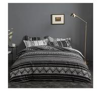 GGYTMQL Bed, 3 Piece Black and White Striped Comforter Set Bedding Breathable Soft Brushed Comforter Geometric Pattern Lightweight