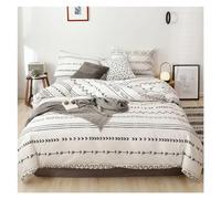 GGYTMQL Bed, 3 Piece Black and White Striped Comforter Set Bedding Breathable Soft Brushed Comforter Geometric Pattern Lightweight