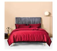 GGYTMQL Bed, Nordic Pale Mauve 100% Egyptian Cotton Bedlinens Queen King Family Size Set Fitted Sheet Duvet Cover Bedding, MM-102