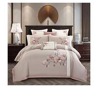 GGYTMQL Bed Quilt Cover Cotton Classical Chic Embroidery Bedding Set Queen King Size Bed Set(Color : A, Size : Double Size 4Pcs) (A King size 4pcs)