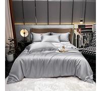 GGYTMQL Bed Quilt Cover Dark Golden 100% Silk Bedding Set Solid Color Queen King Duvet Cover Set Bed Sheet Fitted Sheet Pillowcase (Color : B, Size : King Size 4Pcs) (A Queen size 4Pcs)