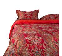GGYTMQL Bed Quilt Cover Wedding Bedding Sateen Long-Staple Cotton Cotton Four-Piece Set Festive Red (Color : Red, Size : 1.5m) (Red 1.8m)