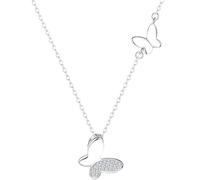 GGYTMQL Big Small Two Butterfly Cubic Zirconia 925 Clavicle Chain Necklace for Women Ladies Dainty Jewelry