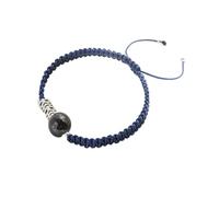 GGYTMQL Black Obsidian Bracelet, Natural Strawberry Crystal Obsidian Crystal 925 Silver Bracelet for Women Adjustable Talisman Protects Luck Love Money Wealth Happy Peach Blossom,blue