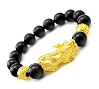 GGYTMQL Black Obsidian Bracelet, Piyao Bracelet Natural Good Luck for Men Women Reiki Chakra Talisman for Prosperity Money