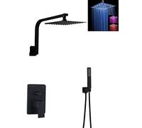GGYTMQL Black Shower Set Bathroom Faucet Wall Shower Arm Diverter Mixer Handheld Spray Sets with 8" Rian Shower Head