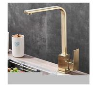 GGYTMQL Black Square Brass Kitchen Faucet Single Lever H/C 360 Rotation Mixer Tap Basin Water Crane Tap for Kitchen Bathroom Tap(White Painting)
