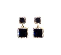 GGYTMQL Black Square Geometric Earrings for Women Crystal Wedding Rhinestone Earring Color High-end earrings
