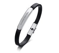 GGYTMQL Black titanium steel women's bracelet, retro fashion, multi-layer braided rope bracelet with English letters.