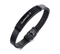 GGYTMQL Black titanium steel women's bracelet, retro fashion, multi-layer braided rope bracelet with English letters.