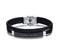 GGYTMQL Black titanium steel women's bracelet, retro fashion, multi-layer braided rope bracelet with English letters.