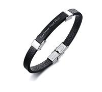 GGYTMQL Black titanium steel women's bracelet, retro fashion, multi-layer braided rope bracelet with English letters.