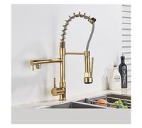 GGYTMQL Blackend Spring Kitchen Faucet Pull Out Side Sprayer Dual Spout Single Handle Mixer Tap Sink Faucet 360 Rotation Kitchen Faucets(Matte Black A)