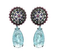 GGYTMQL blue elegant drop style bridal women's retro floral wedding jewelry earrings