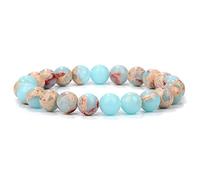 GGYTMQL Blue Natural Stone Bracelets for Men White Moonstone Black Lava Beaded Stretch Bracelet Lapis Lazuli Yoga Jewelry,10.Blue Dot Stone,23 Cm