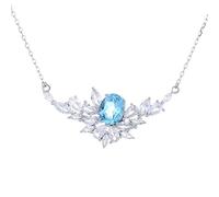 GGYTMQL blue topaz emerald ruby woman necklace s925 silver jewelry wedding birthday