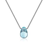 GGYTMQL Blue Water Drop Shape Crystal Pendants Necklaces for Wedding Jewelry Women 925 Necklace