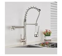GGYTMQL Brass Three-Function Single Handle hot and Cold Water Crane countertop Mounted Kitchen Faucet Pull-Out Mixer tap(Black-01)
