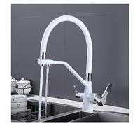 GGYTMQL Brass Three-Function Single Handle hot and Cold Water Crane countertop Mounted Kitchen Faucet Pull-Out Mixer tap(Black-01)