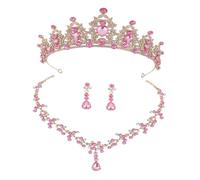 GGYTMQL Bridal Jewelry Set Wedding Tiara Necklace Earrings Crystal Rhinestone for Wedding Birthday Engagement
