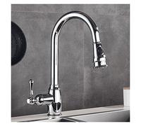 GGYTMQL Bronze Black Kitchen Faucet Pull Out 2-Way Sprayer Single Handle Hot Cold Water Mixer Tap Water Crane for Kitchen 360 Rotation(Brushed Nickel)