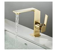 GGYTMQL Brush Gold Faucet Bathroom Creative Hot Cold Water Mixer Crane Deck Mounted Single Hole Bath Tap Basin Mixer Brass(Cromo)